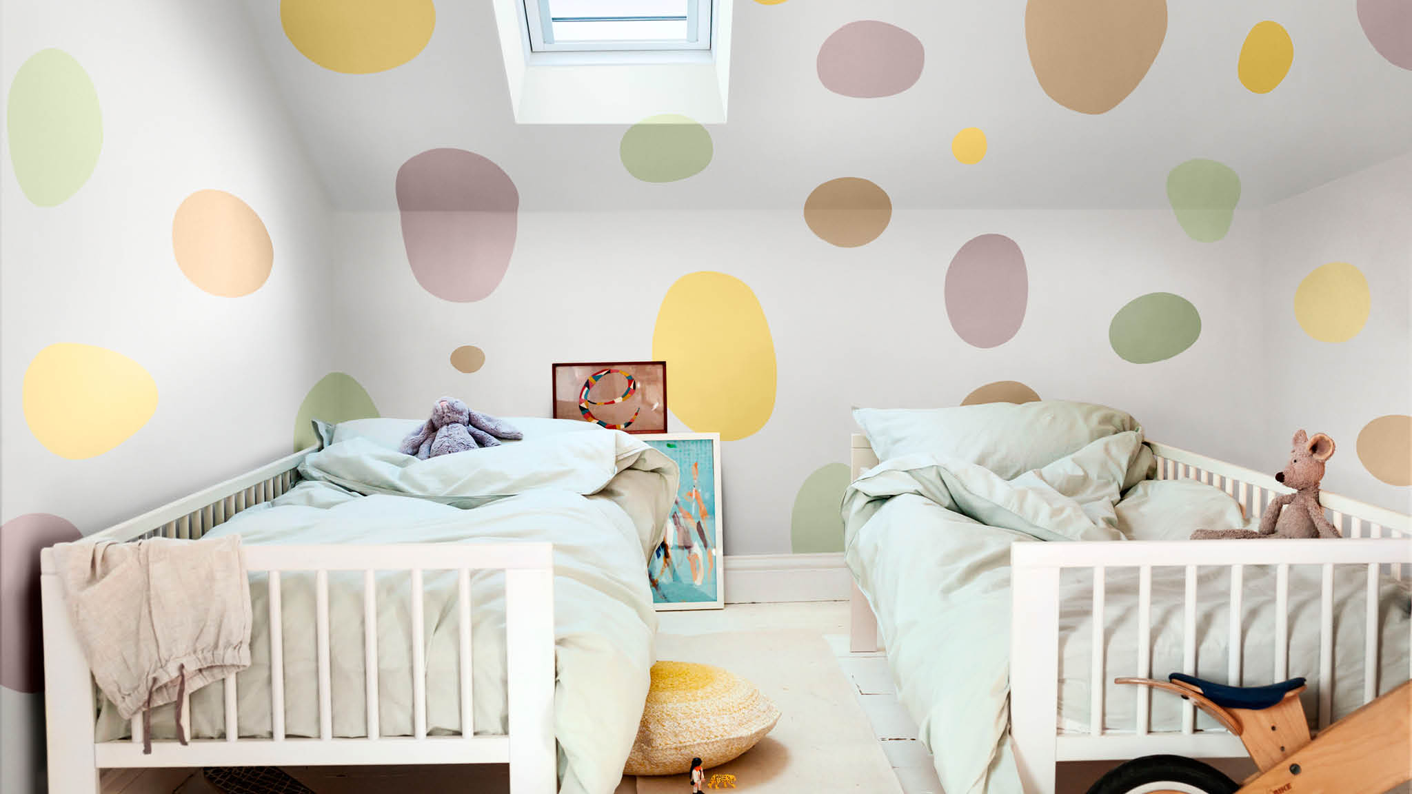 Colourful spots in children’s bedroom Colourful spots in children’s bedroom